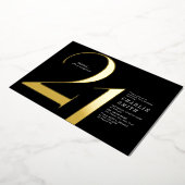 ミニマモダンリストのブラックと金ゴールド21歳の誕生日 箔招待状 (回転した状態)