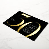 ミニマモダンリストのブラックと金ゴールド30歳の誕生日 箔招待状 (回転した状態)