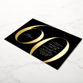 ミニマモダンリストのブラックと金ゴールド60歳の誕生日 箔招待状 (回転した状態)