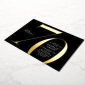 ミニマモダンリストのブラックと金ゴールド70歳の誕生日 箔招待状 (回転した状態)