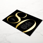 ミニマモダンリストのブラックと金ゴールド80歳の誕生日 箔招待状 (回転した状態)