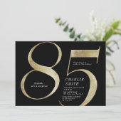 ミニマモダンリストのブラックと金ゴールド85歳の誕生日 招待状 (スタンド正面)