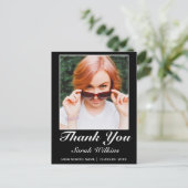 ミニマモダンリストのブラック卒業感謝してい写真 ポストカード (スタンド正面)