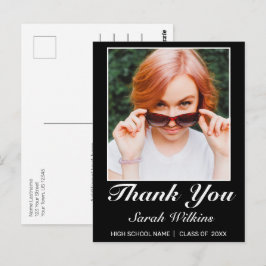 ミニマモダンリストのブラック卒業感謝してい写真 ポストカード