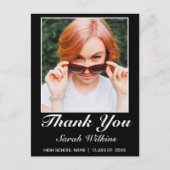 ミニマモダンリストのブラック卒業感謝してい写真 ポストカード (正面)