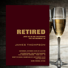 ミニマモダンリストのブルゴーニュ金ゴールド退職パーティー 招待状