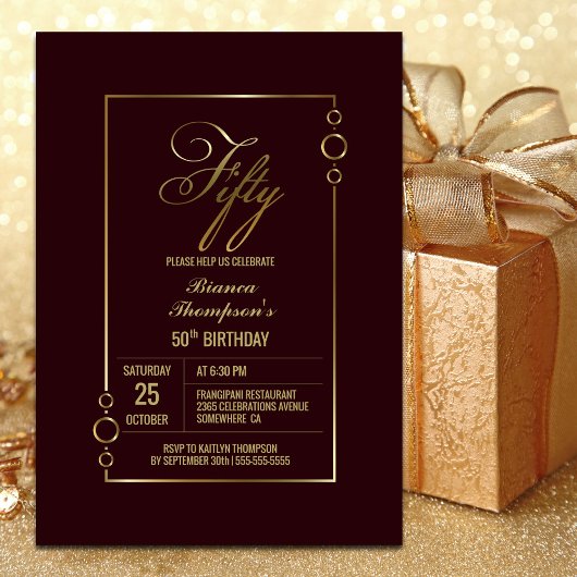 ミニマモダンリストのブルゴーニュ50th誕生日パーティー 招待状