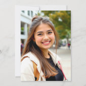 ミニマモダンリストのブルーガーリーボウ写真キンセアニェラ 招待状 (裏面)