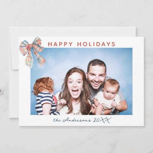 ミニマモダンリストのプレイドボーフォトクリスマス シーズンカード (正面)