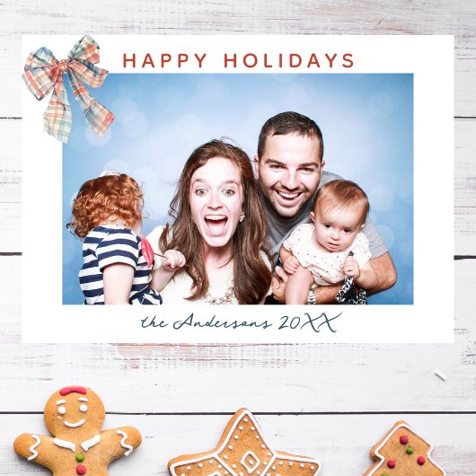 ミニマモダンリストのプレイドボーフォトクリスマス シーズンカード