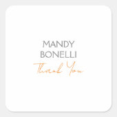 ミニマモダンリストのプレインパーソナライズされたありがとう スクエアシール (正面)