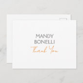 ミニマモダンリストのプレインパーソナライズされたありがとう ポストカード (正面/裏面)