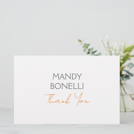 ミニマモダンリストのプレインパーソナライズされたありがとう 便箋 (スタンド正面)
