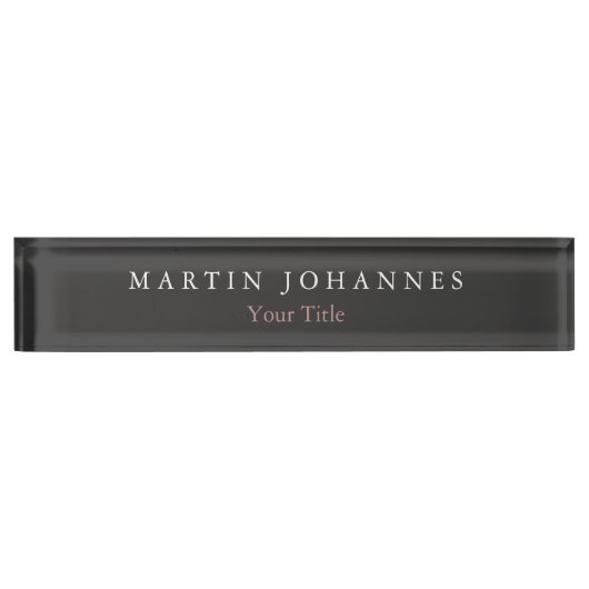 ミニマモダンリストのプレーンエレガントグレー デスクネームプレート (正面)