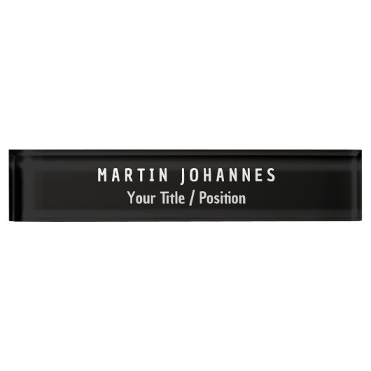 ミニマモダンリストのプレーンエレガントブラックとホワイト デスクネームプレート (正面)