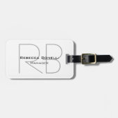 ミニマモダンリストのプレーンシンプルモノグラム管理者 ラゲッジタグ (正面横)