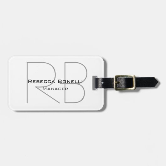 ミニマモダンリストのプレーンシンプルモノグラム管理者 ラゲッジタグ (正面横)