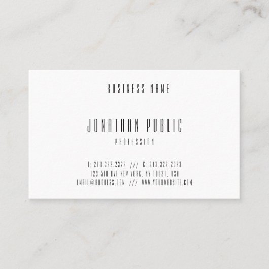 ミニマモダンリストのプロフェッショナルエレガントテンプレート 名刺 (正面)