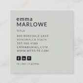 ミニマモダンリストのプロフェッショナルスタイリッシュ写真 スクエア名刺 (裏面)