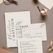 ミニマモダンリストのベージュとブラック結婚ズ 招待状