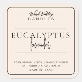 ミニマモダンリストのベージュアイボリーキャンドルラベル スクエアシール