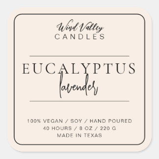 ミニマモダンリストのベージュアイボリーキャンドルラベル スクエアシール