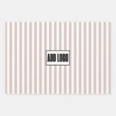 ミニマモダンリストのベージュストライプズのビジネスロゴ ラッピングペーパーシート (正面)