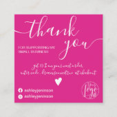 ミニマモダンリストのホットピンクのオ感謝していンク注文 スクエア名刺 (正面)