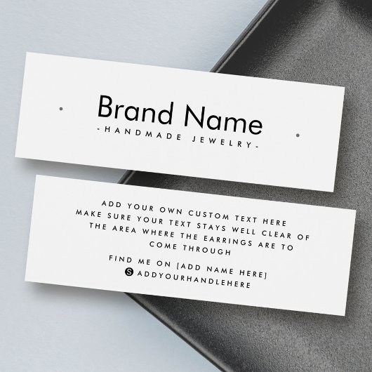 ミニマモダンリストのホワイトスタッドイヤリング表示カード