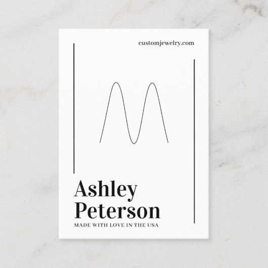 ミニマモダンリストのホワイトブラックフォントリング表示 名刺 (正面)