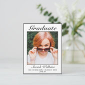 ミニマモダンリストのホワイト卒業発表 ポストカード (スタンド正面)