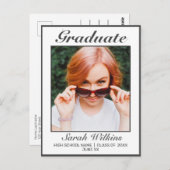 ミニマモダンリストのホワイト卒業発表 ポストカード (正面/裏面)