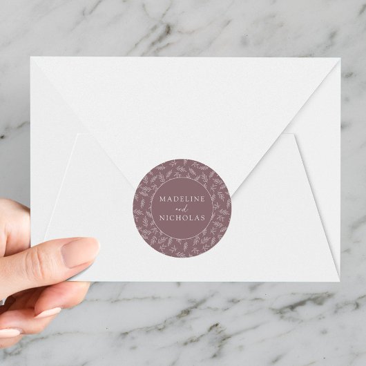 ミニマモダンリストのボタニカルマウブパープル結婚ズ ラウンドシール