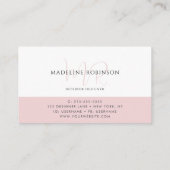 ミニマモダンリストのボホ淡い色のピンク文字 名刺 (裏面)