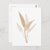 ミニマモダンリストのボ葉タニカルスケッチ金ゴールド ポストカード (正面/裏面)