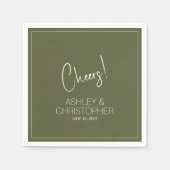 ミニマモダンリストのミュートされたモス結婚ズ スタンダードカクテルナプキン (正面)