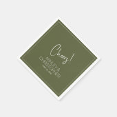 ミニマモダンリストのミュートされたモス結婚ズ スタンダードカクテルナプキン (角)