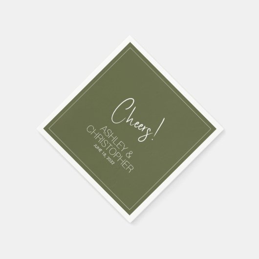 ミニマモダンリストのミュートされたモス結婚ズ スタンダードカクテルナプキン (角)