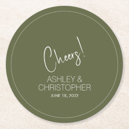 ミニマモダンリストのミュートされたモス結婚ズ ラウンドペーパーコースター