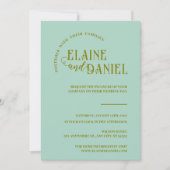 ミニマモダンリストのミントグリーン結婚写真 招待状 (正面)