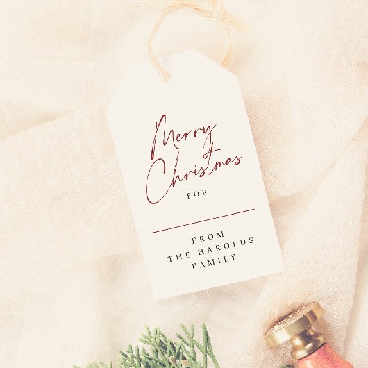 ミニマモダンリストのメリー・クリスマカスタムス・ファミリー ギフトタグ
