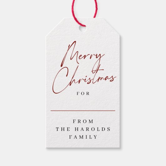 ミニマモダンリストのメリー・クリスマカスタムス・ファミリー ギフトタグ (正面)