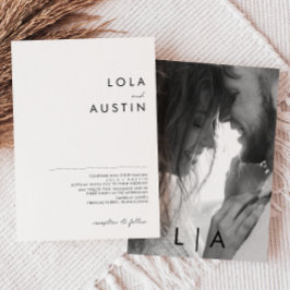 ミニマモダンリストのモノグラム結婚写真 招待状