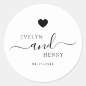 ミニマモダンリストのモノグラム黒のスクリプ結婚ト ラウンドシール (正面)