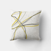 ミニマモダンリストのラインアート黄色のグレーと黒 クッション (裏面)