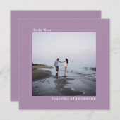 ミニマモダンリストのラベンダースクエア結婚写真 招待状 (正面/裏面)