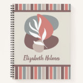 ミニマモダンリストのリーフストライプボホカラーパレット ノートブック (正面)