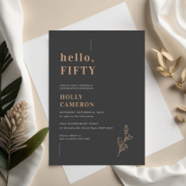 ミニマモダンリストの優美な葉50誕生日 招待状
