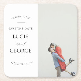 ミニマモダンリストの写真が日付を救うコースター スクエアペーパーコースター