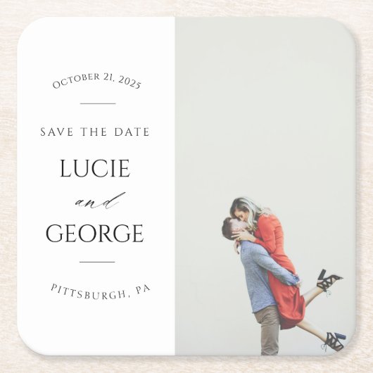 ミニマモダンリストの写真が日付を救うコースター スクエアペーパーコースター (正面)